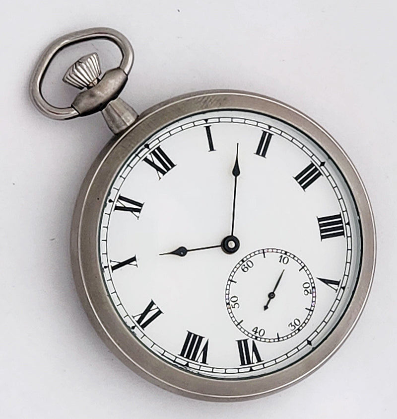 Pocket Watch with Roman Numerals, 17 Jewel Wind Up Mechanical Movement, Steel Case