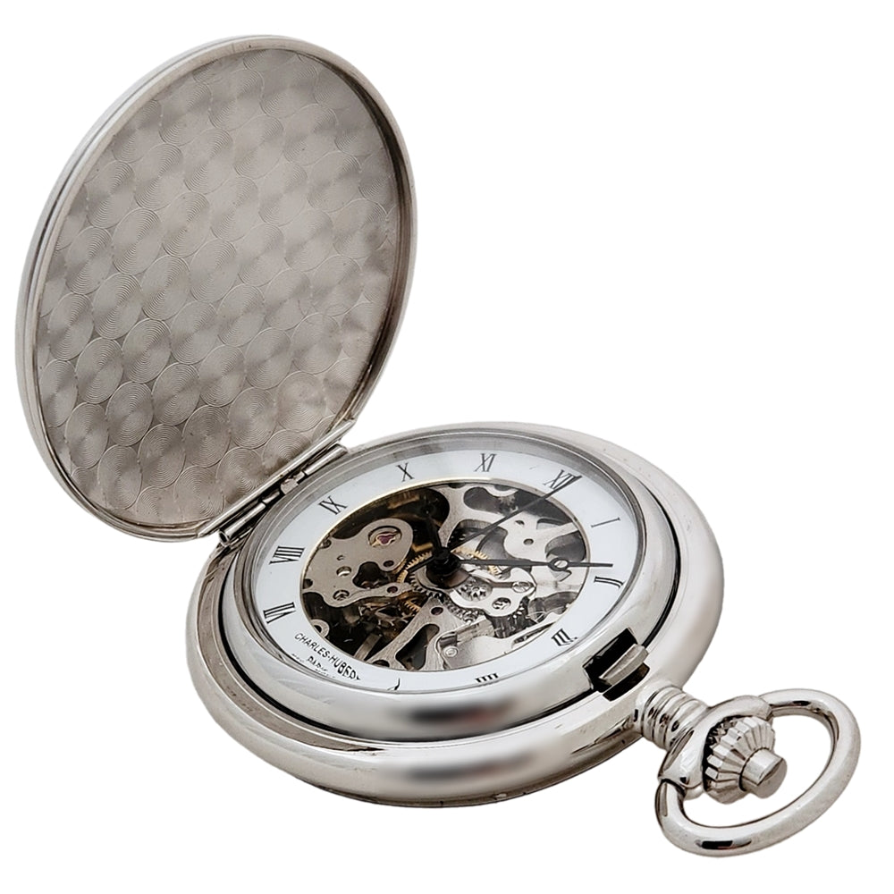 Charles Hubert, Paris 17 jewel wind up mechanical movement limited edition pocket watch, top front view.