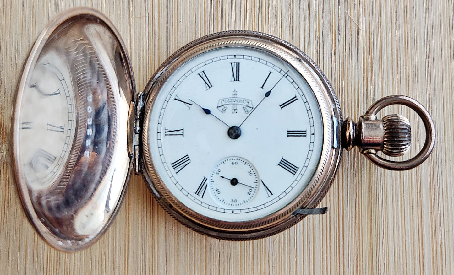 Antique Columbus Pocket Watch, 7 Jewels, Hunting Case, 6s, Circa 1889, Running!