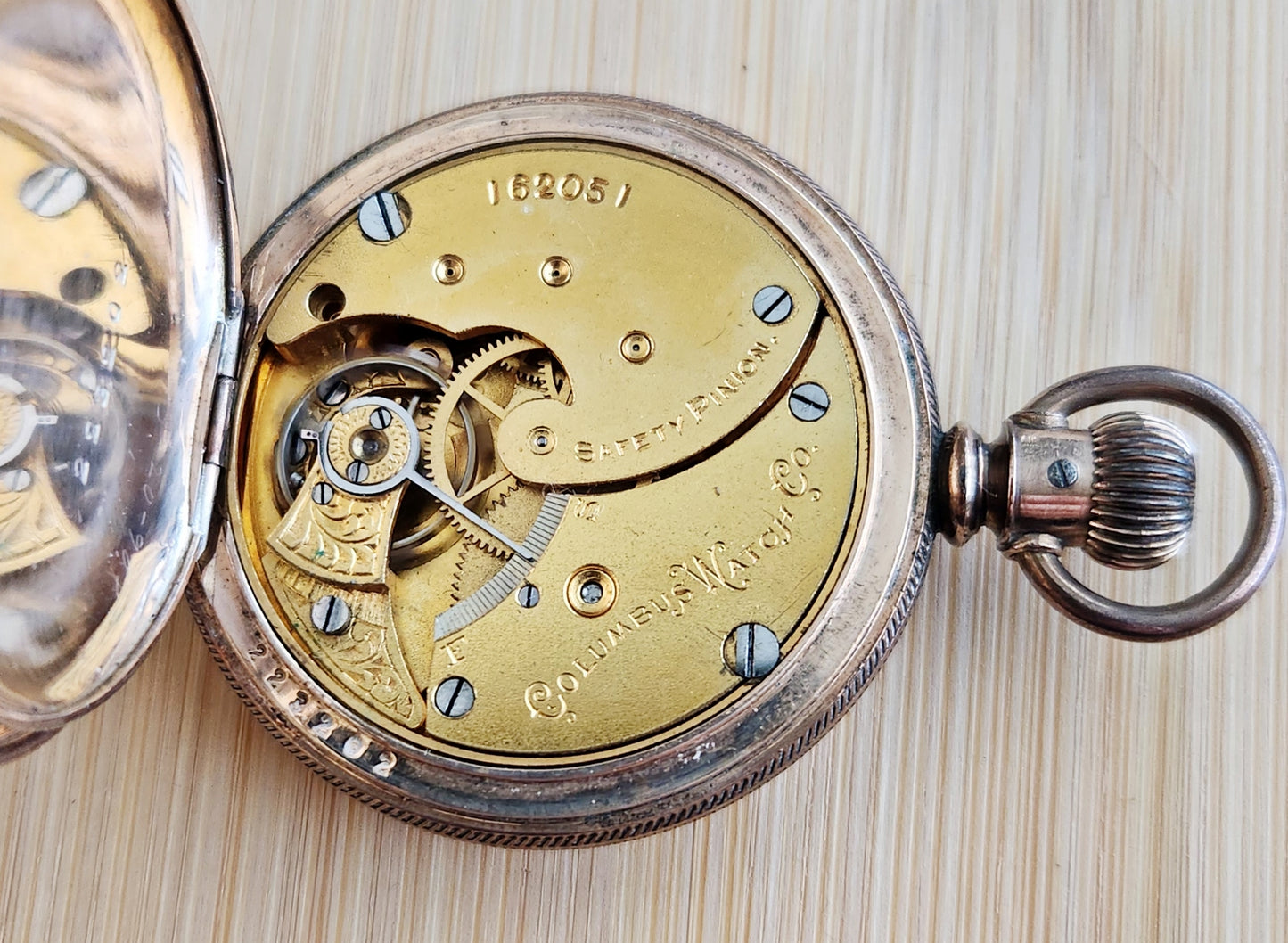 Antique Columbus Pocket Watch, 7 Jewels, Hunting Case, 6s, Circa 1889, Running!