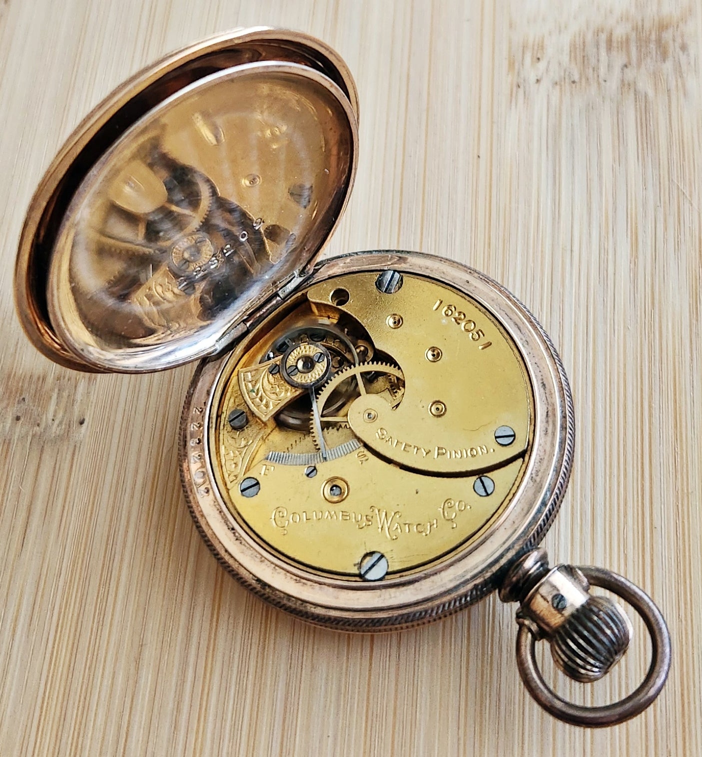 Antique Columbus Pocket Watch, 7 Jewels, Hunting Case, 6s, Circa 1889, Running!