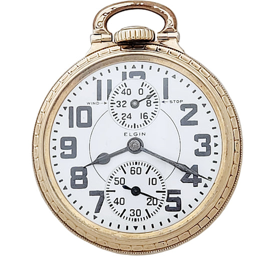 Antique Elgin "BW Raymond" Railroad Pocket Watch with Wind Indicator, 21 Jewels, Circa 1933
