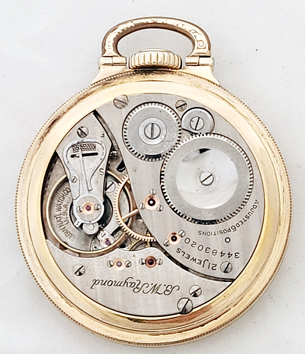 Antique Elgin "BW Raymond" Railroad Pocket Watch with Wind Indicator, 21 Jewels, Circa 1933