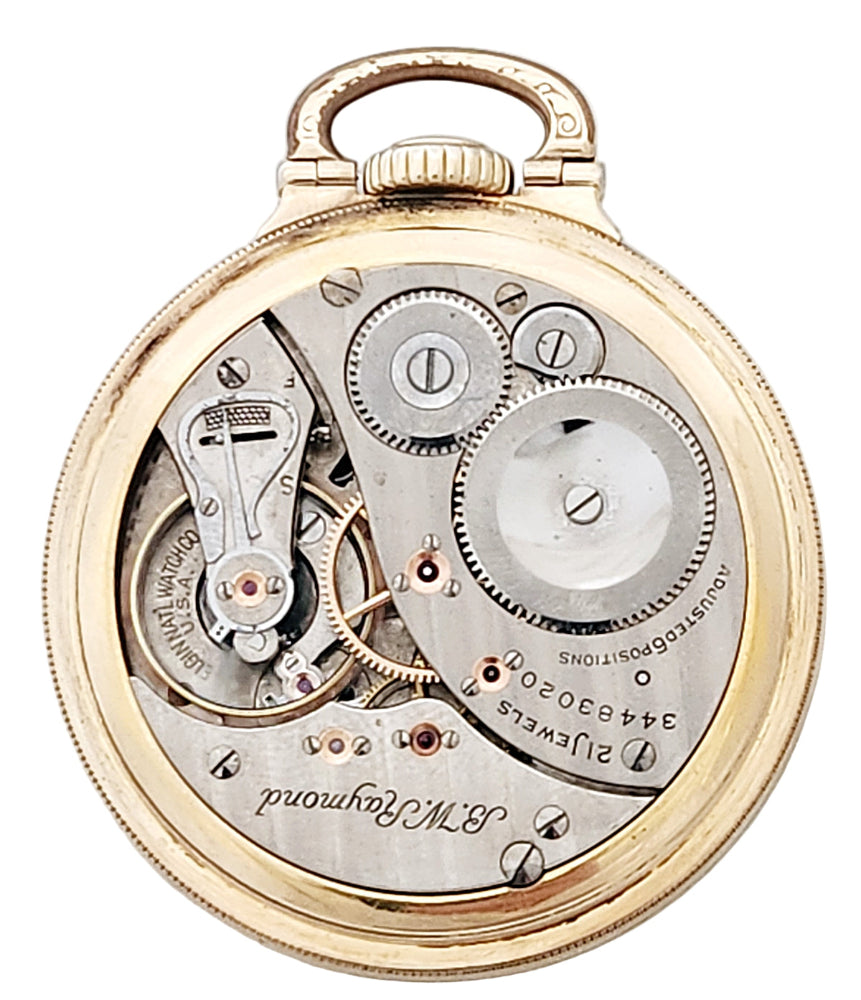 Antique Elgin "BW Raymond" Railroad Pocket Watch with Wind Indicator, 21 Jewels, Circa 1933