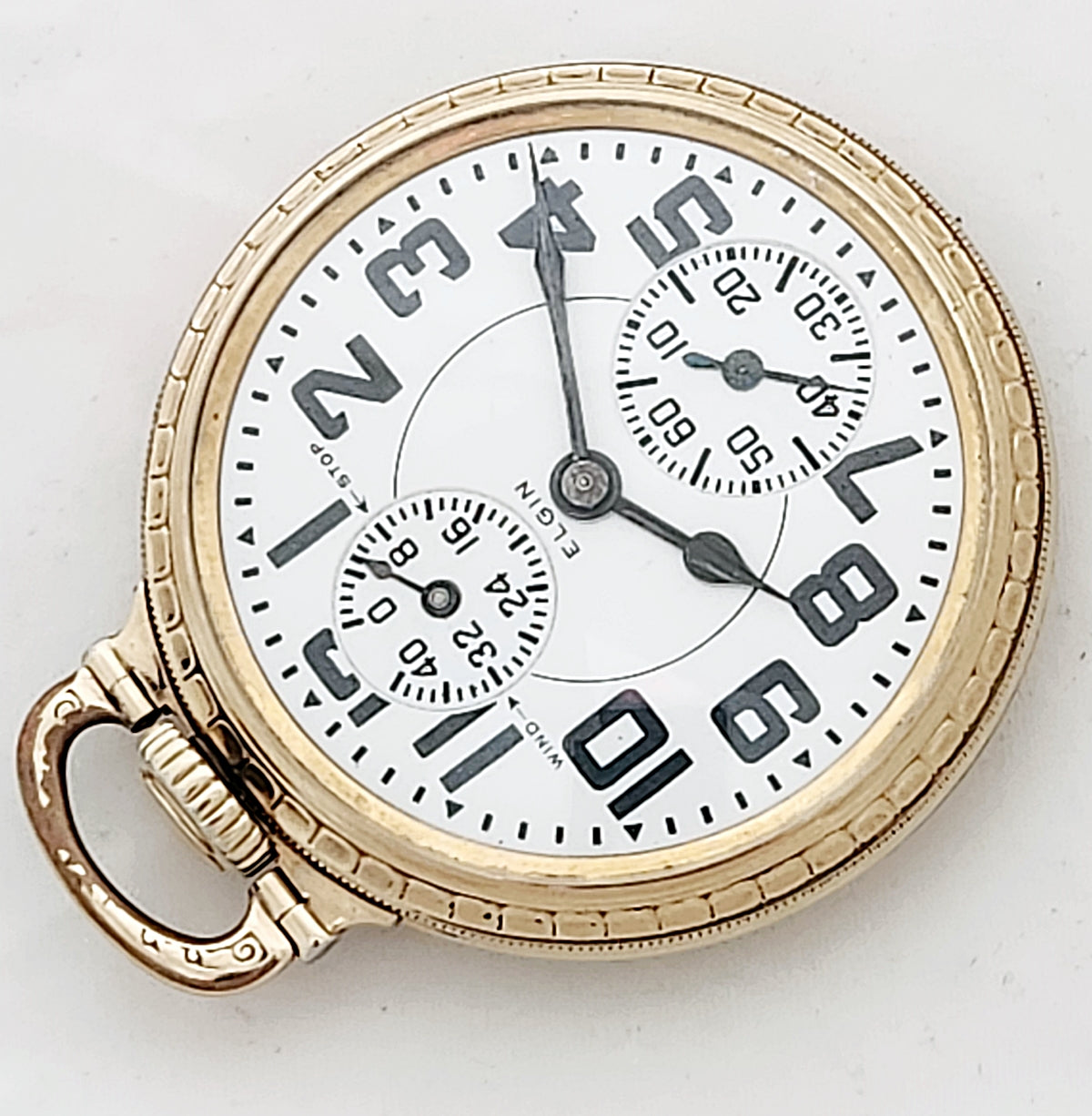 Antique Elgin "BW Raymond" Railroad Pocket Watch with Wind Indicator, 21 Jewels, Circa 1933