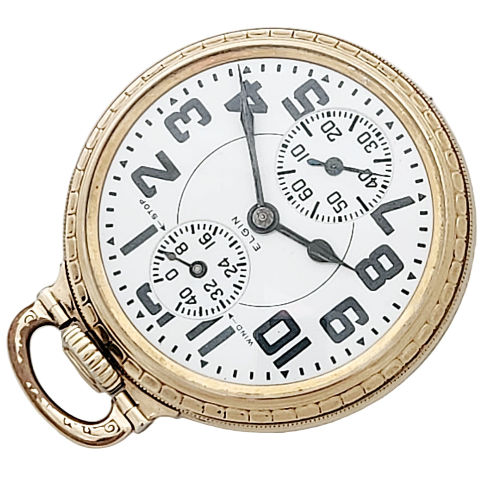 Antique Elgin "BW Raymond" Railroad Pocket Watch with Wind Indicator, 21 Jewels, Circa 1933