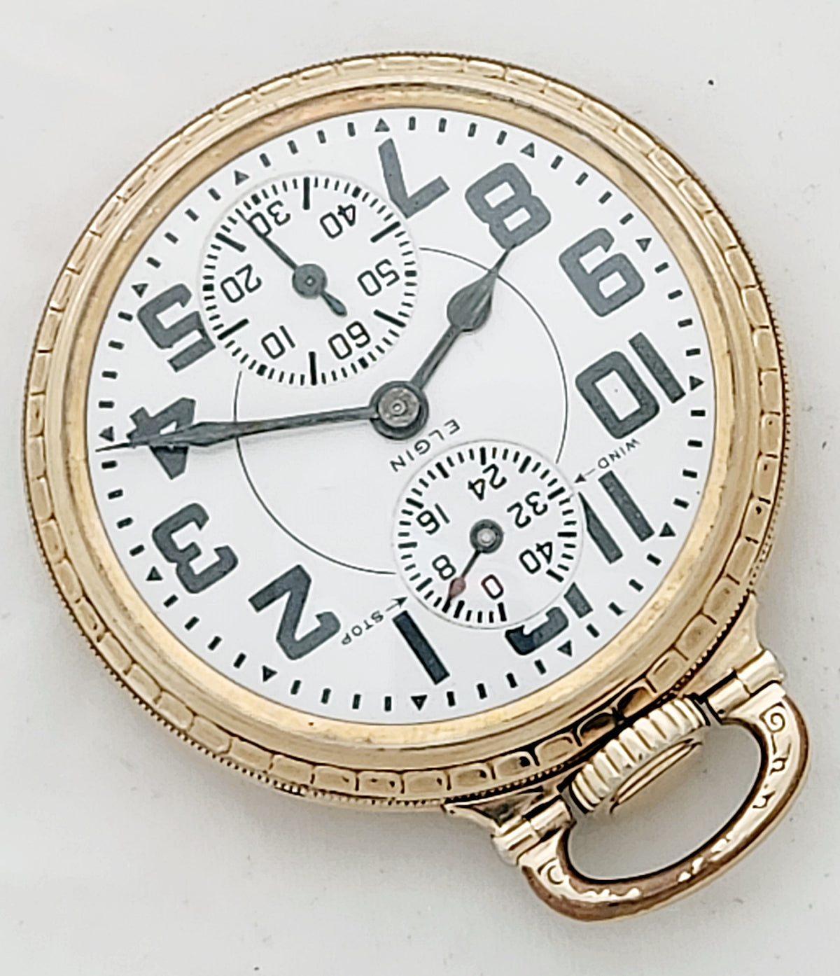 Antique Elgin "BW Raymond" Railroad Pocket Watch with Wind Indicator, 21 Jewels, Circa 1933