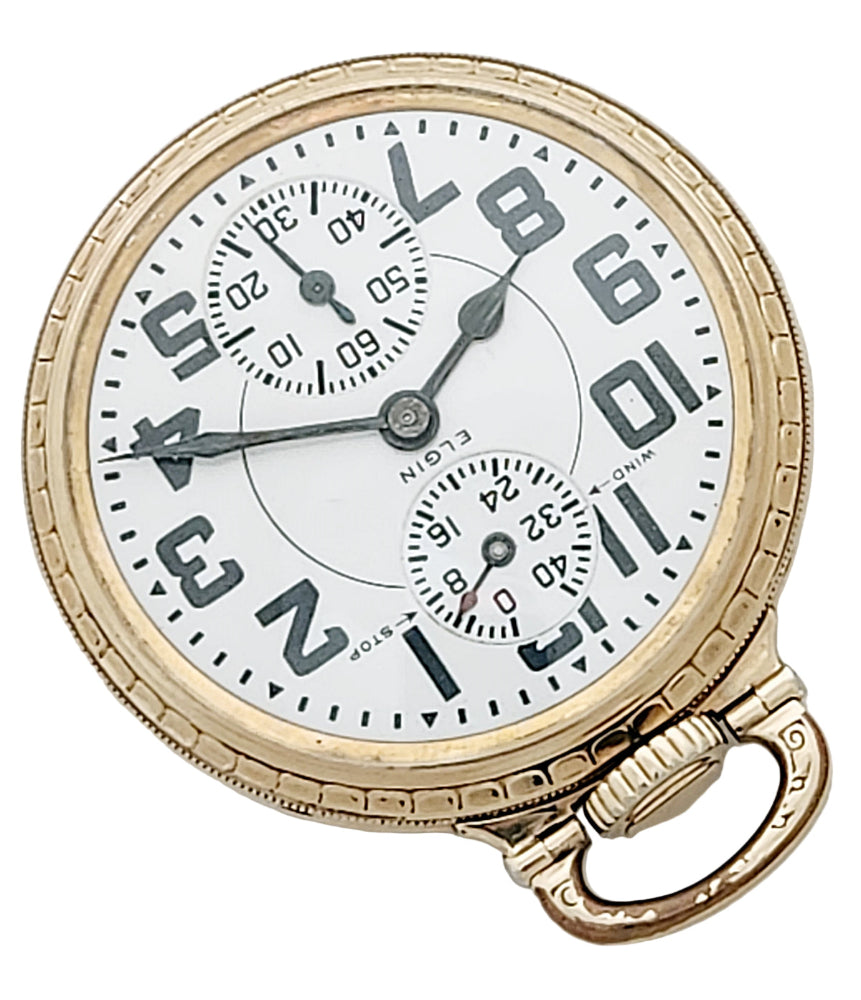 Antique Elgin "BW Raymond" Railroad Pocket Watch with Wind Indicator, 21 Jewels, Circa 1933
