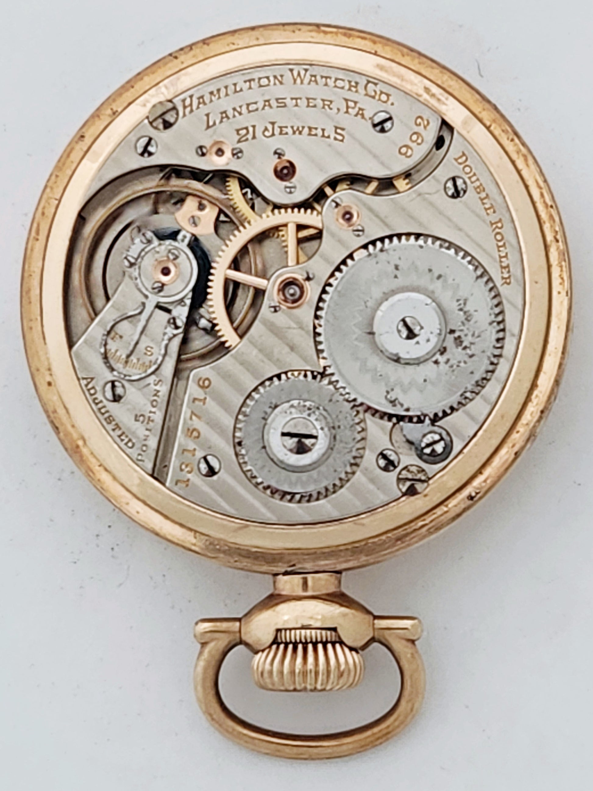 Antique Hamilton 992 Railroad Grade Pocket Watch, 21 Jewels, Gold Filled Case, Circa 1918