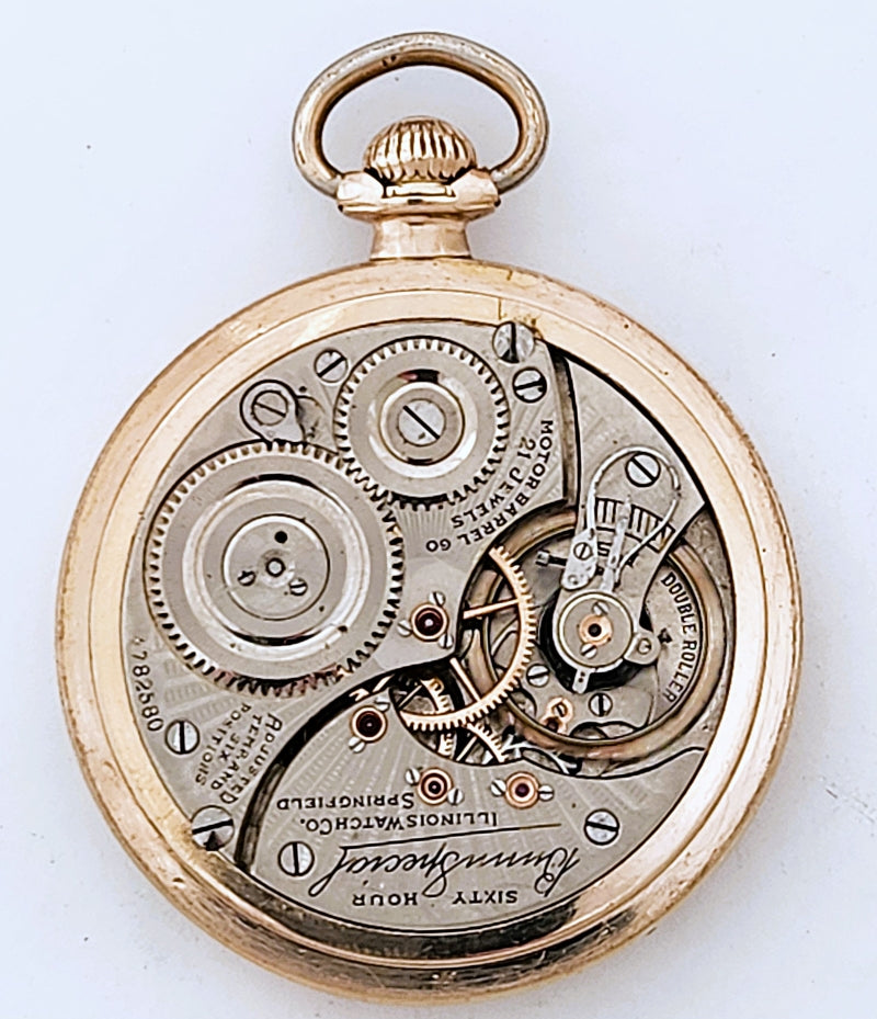 Antique Illinois "Sixty-Hour Bunn Special" Railroad Grade Pocket Watch, 21 Jewels, 60 hour, Circa 1926