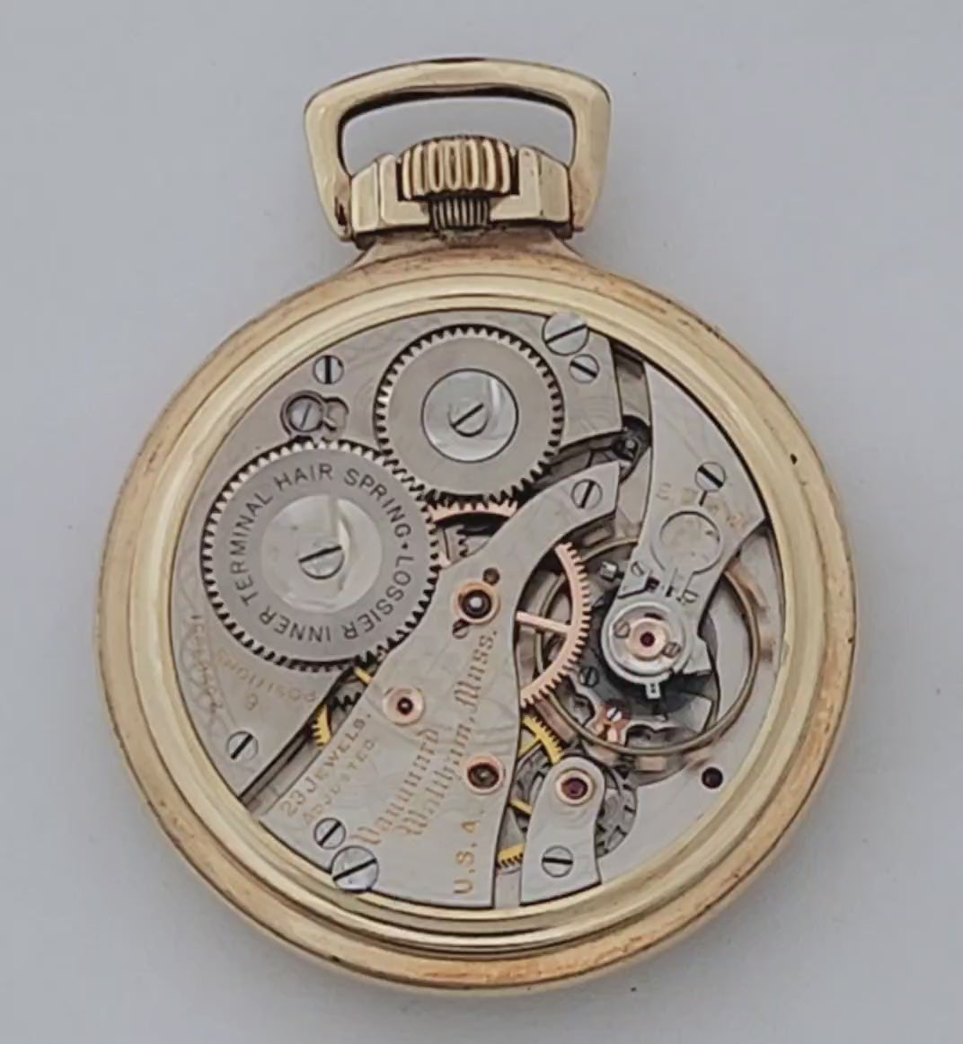 Antique Waltham "Vanguard" Railroad Pocket Watch with Wind Indicator, 23 Jewels, Circa 1926