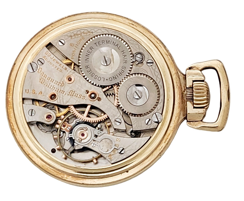 Antique Waltham "Vanguard" Railroad Pocket Watch with Wind Indicator, 23 Jewels, Circa 1926
