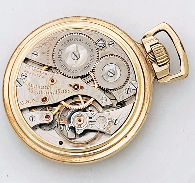 Antique Waltham "Vanguard" Railroad Pocket Watch with Wind Indicator, 23 Jewels, Circa 1926