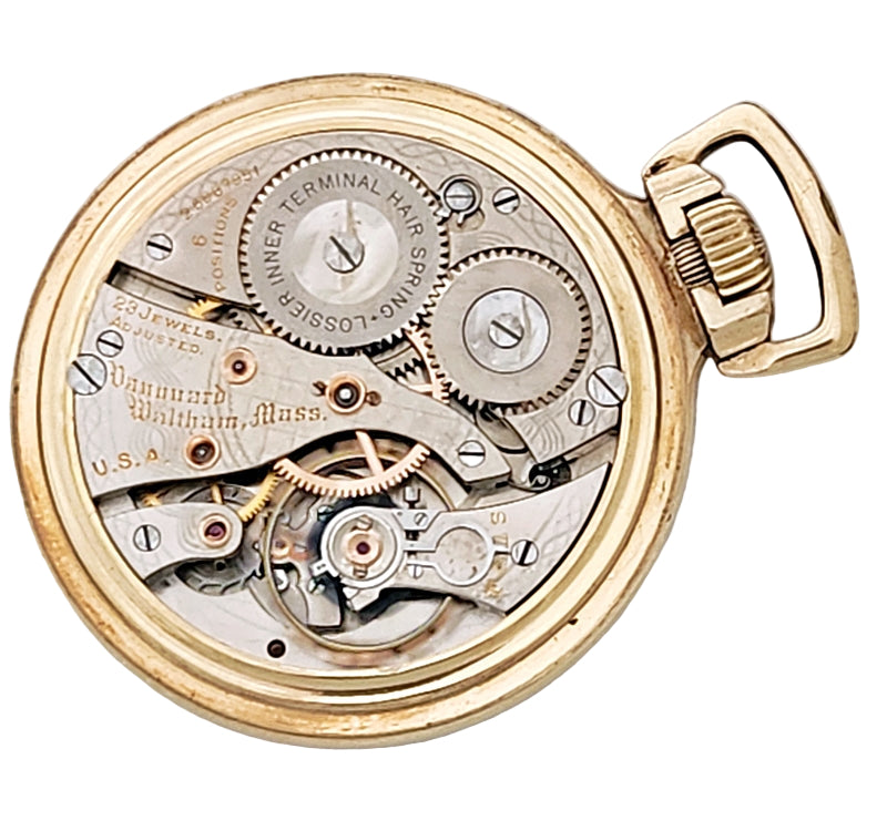 Antique Waltham "Vanguard" Railroad Pocket Watch with Wind Indicator, 23 Jewels, Circa 1926