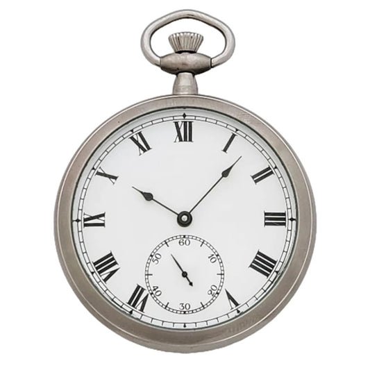 Pocket Watch with Roman Numerals, 17 Jewel Wind Up Mechanical Movement, Steel Case