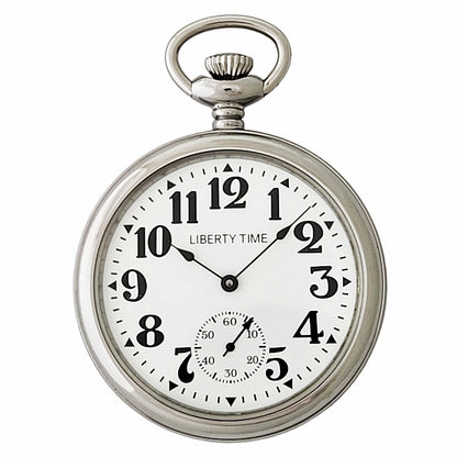 Pocket Watch with Bold Arabic Numeral Dial, 17 Jewel Wind Up Mechanical Movement, High Polished Chrome Plated Steel Case