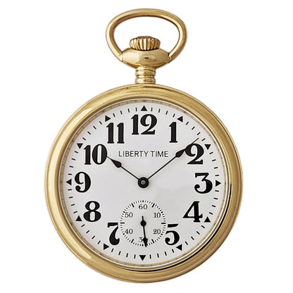 Pocket Watch with Bold Arabic Numeral Dial, 17 Jewel Wind Up Mechanical Movement, High Polished Gold Plated Steel Case