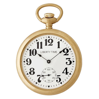 Pocket Watch with Bold Arabic Numeral Dial, 17 Jewel Wind Up Mechanical Movement, Satin Gold Plated Steel Case
