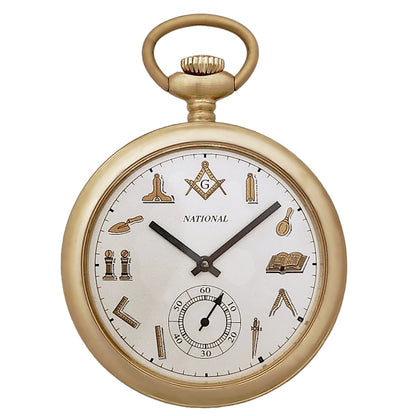 National Pocket Watch, mechanical 17 jewel movement, Masonic dial, limited edition, front view.