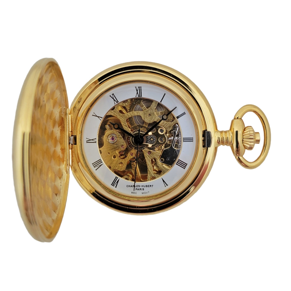 Charles Hubert, Paris 17 jewel wind up mechanical movement pocket watch, front view.