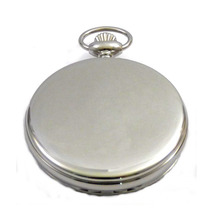 Dueber Model 25 Pocket Watch with Swiss Made Mechanical Movement, Chrome Plated Steel Case