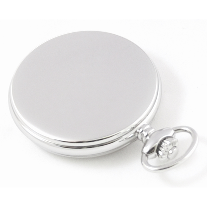 Dueber 312-210 Pocket Watch, Swiss Made Movement, High Polished Chrome Plated Steel Case