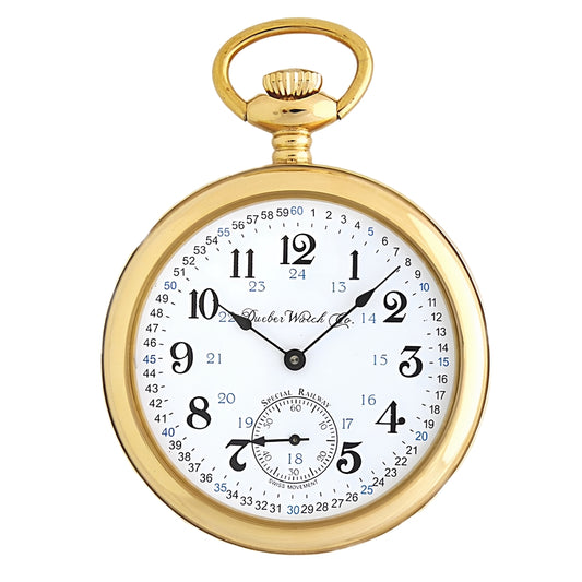 Dueber SR7 Pocket Watch, Swiss Mechanical Movement “Special Railway” 24 Hour Montgomery Dial