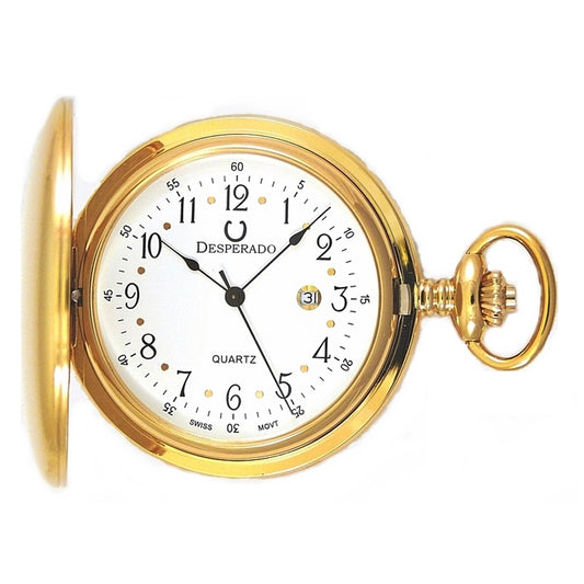 Engravable Desperado Gold Swiss Pocket Watch