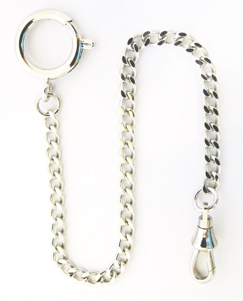 Dueber Chrome Plated Curb Pocket Watch Chain